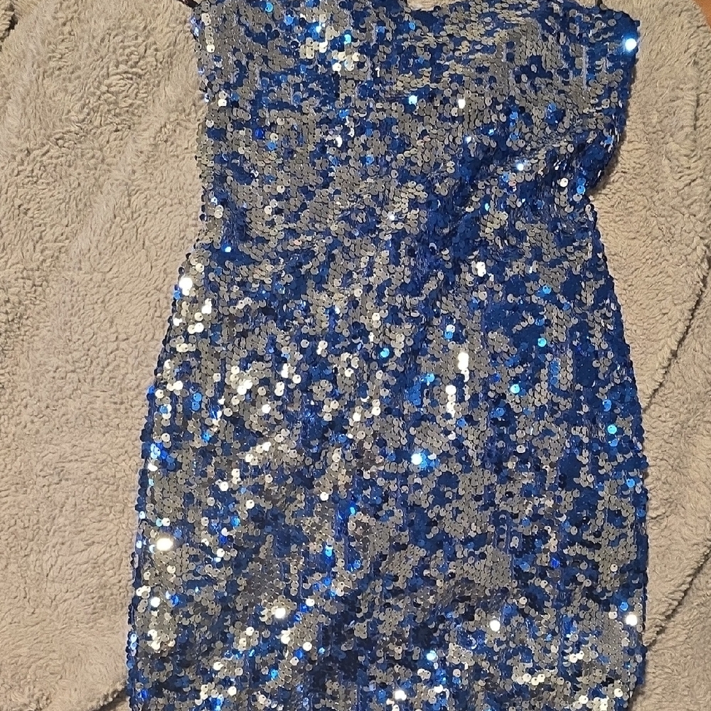 Blue and Silver Sequin Dress